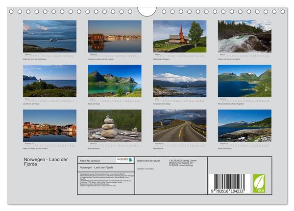 Produktbild: Norwegen - Land der Fjorde (Wandkalender 2026 DIN A4 quer), CALVENDO Monatskalender