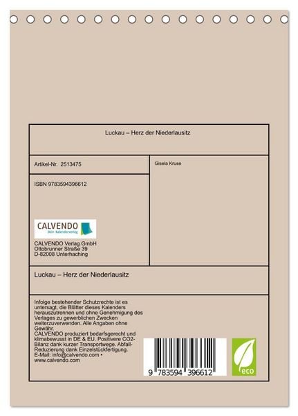 Produktbild: Luckau &ndash; Herz der Niederlausitz (Tischkalender 2027 DIN A5 hoch), CALVENDO Monatskalender