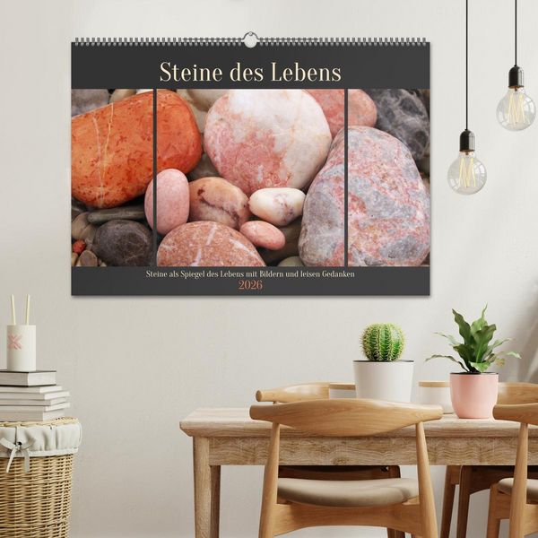 Produktbild: Steine des Lebens. Steine als Spiegel des Lebens mit Bildern und leisen Gedanken (Wandkalender 2026 DIN A2 quer), CALVENDO Monatskalender