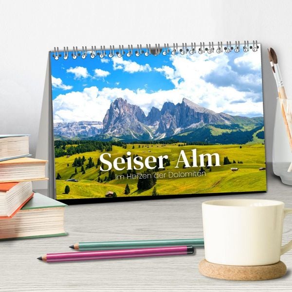 Produktbild: Seiser Alm - Im Herzen der Dolomiten. (Tischkalender 2026 DIN A5 quer), CALVENDO Monatskalender