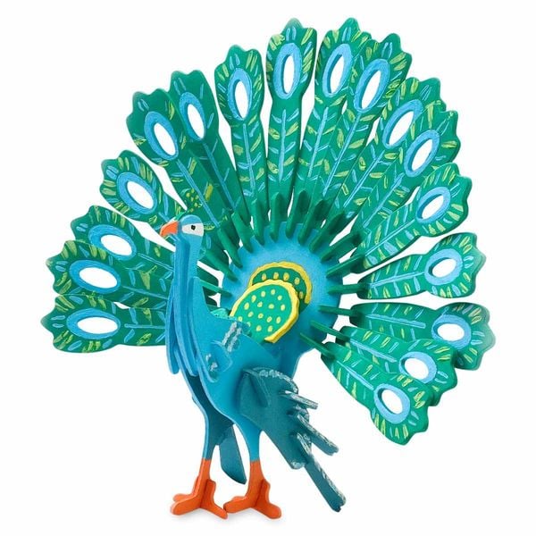 Produktbild: PEBARO 852/1 - Holzbausatz Pfau, 59 Teile, Holzkonstruktion zum Zusammenstecken