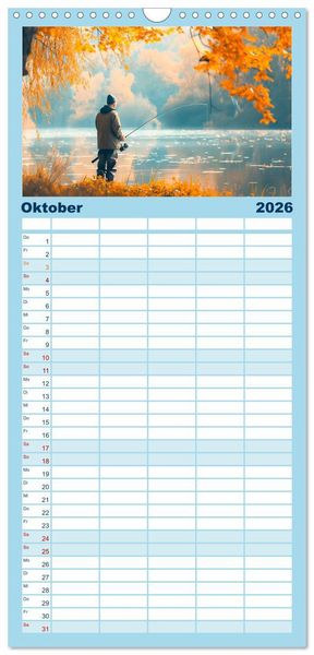 Produktbild: Familienplaner 2026 - Angeln und Fischen Impressionen mit 5 Spalten (Wandkalender, 21 x 45 cm) CALVENDO
