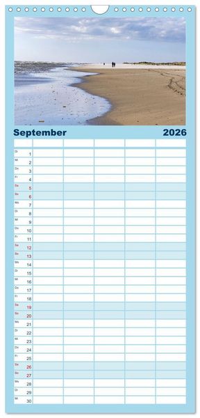 Produktbild: Familienplaner 2026 - Inselbilder Amrum mit 5 Spalten (Wandkalender, 21 x 45 cm) CALVENDO