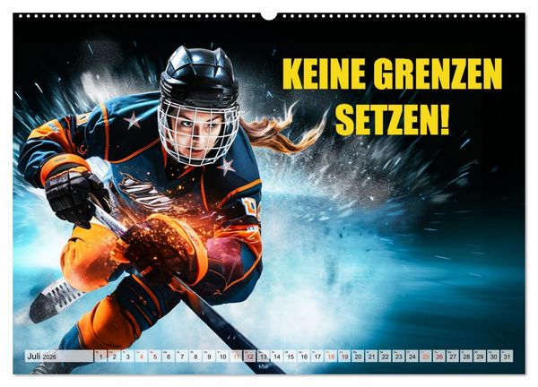 Produktbild: Eishockey und positive Gedanken (Wandkalender 2026 DIN A2 quer), CALVENDO Monatskalender