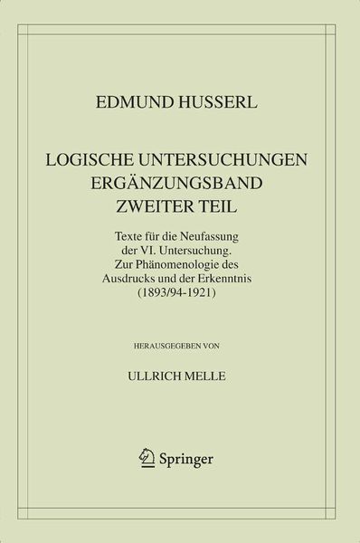 Produktbild: Logische Untersuchungen. Erg&auml;nzungsband. Zweiter Teil.
