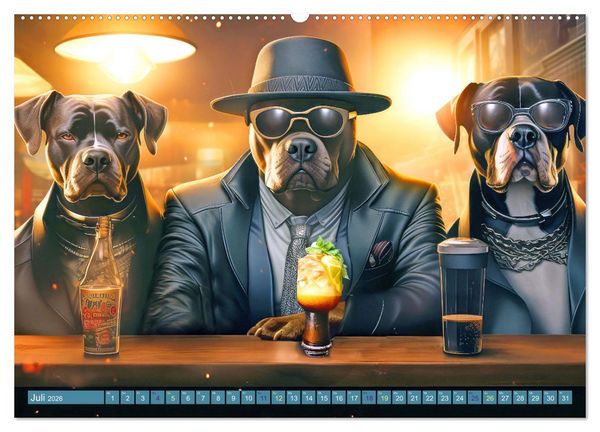 Produktbild: Gangsterhunde - KI-Bilder (Wandkalender 2026 DIN A2 quer), CALVENDO Monatskalender