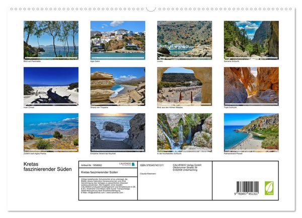 Produktbild: Kretas faszinierender S&uuml;den (hochwertiger Premium Wandkalender 2026 DIN A2 quer), Kunstdruck in Hochglanz
