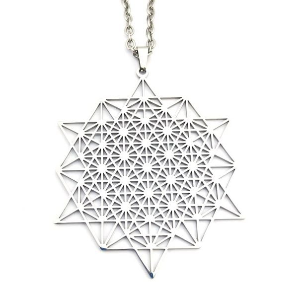 Produktbild: Halskette "64 Stern Tetraeder" Edelstahl 6x5cm mit 60cm Edelstahlkette