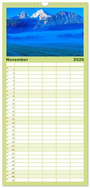 Produktbild: Familienplaner 2026 - Urlaub im Berchtesgadener Land mit 5 Spalten (Wandkalender, 21 x 45 cm) CALVENDO