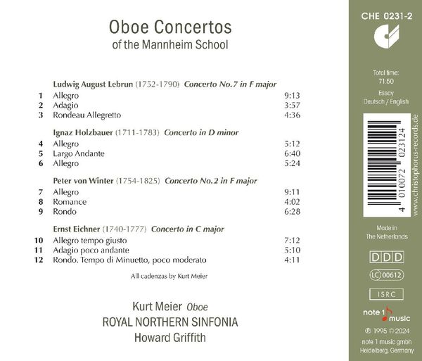 Produktbild: Oboe Concertos of the Mannheim School - Works by L