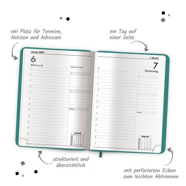 Produktbild: TR&Ouml;TSCH - Buchkalender A5 Aqua 2027