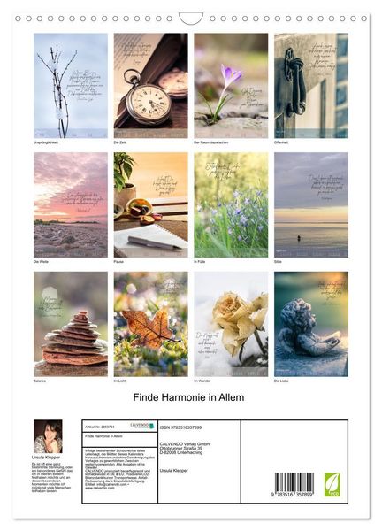 Produktbild: Finde Harmonie in Allem (Wandkalender 2026 DIN A3 hoch), CALVENDO Monatskalender