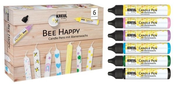 Produktbild: KREUL Candle Pen 6er Set Bee Happy, Kerzen verzieren und bemalen