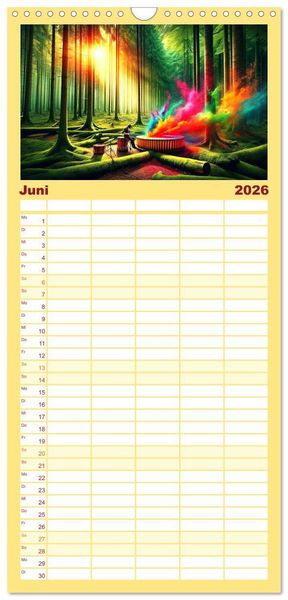 Produktbild: Familienplaner 2026 - Drummer - Color Splash Rhythms: Trommelschl&auml;ge und Farbexplosionen mit 5 Spalten (Wandkalender, 21 x 45 cm) CALVENDO