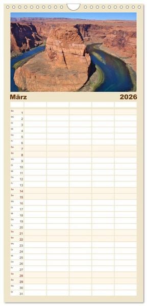 Produktbild: Familienplaner 2026 - USA Nationalparks - Familienplaner / Kalender - Eine Reise durch die Vielfalt und Sch&ouml;nheit der Naturparks Nordamerikas mit 5 Spalten (Wandkalender, 21 x 45 cm) CALVENDO