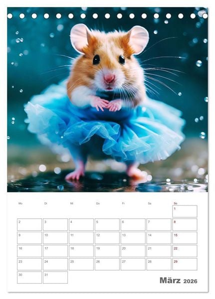 Produktbild: Ballerina Hamster - Eine Sinfonie aus zuckers&uuml;&szlig;e KI Hamstern in T&uuml;ll und Seide (Tischkalender 2026 DIN A5 hoch), CALVENDO Monatskalender