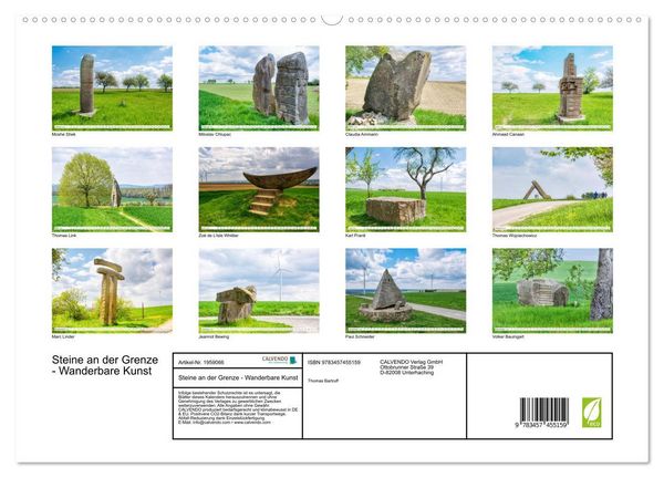 Produktbild: Steine an der Grenze - Wanderbare Kunst (hochwertiger Premium Wandkalender 2026 DIN A2 quer), Kunstdruck in Hochglanz