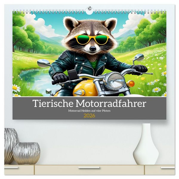 Produktbild: Tierische Motorradfahrer (hochwertiger Premium Wandkalender 2026 DIN A2 quer), Kunstdruck in Hochglanz