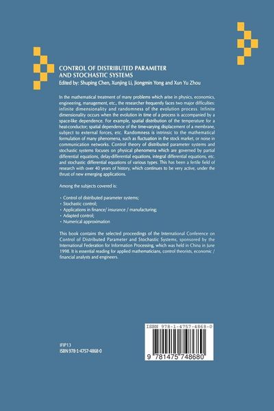 Produktbild: Control of Distributed Parameter and Stochastic Systems