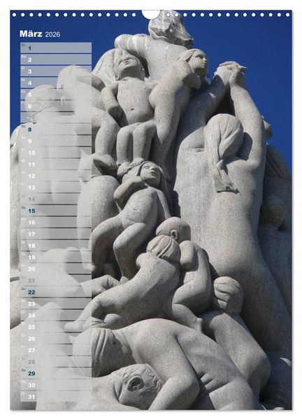 Produktbild: Skulpturen im Vigeland-Park Oslo (Wandkalender 2026 DIN A3 hoch), CALVENDO Monatskalender