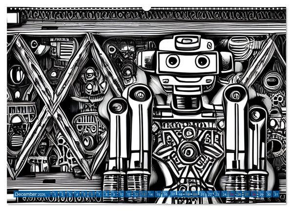 Produktbild: Robots (High Quality Premium Wall Calendar 2026 DIN A2 landscape),CALVENDO 12 Month Wall Calendar