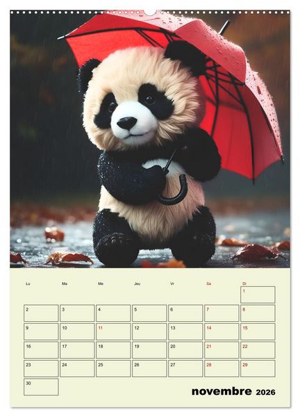 Produktbild: Les pandas rigolos - Une ann&eacute;e de douceur et de rires (Calendrier mural 2026 DIN A2 horizontal) calendrier de bureau