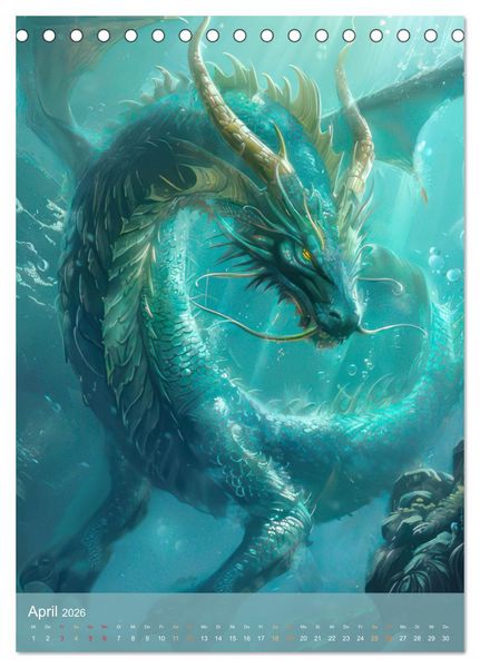 Produktbild: Drachen - Im Fantasieland gesichtet (Tischkalender 2026 DIN A5 hoch), CALVENDO Monatskalender