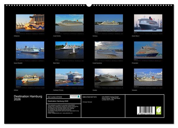Produktbild: Destination Hamburg 2026 (High Quality Premium Wall Calendar 2026 DIN A2 landscape),CALVENDO 12 Month Wall Calendar