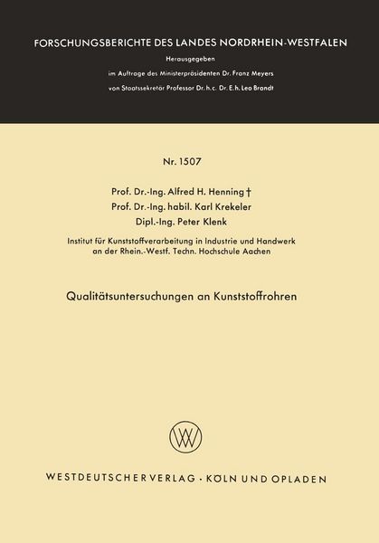 Produktbild: Qualit&auml;tsuntersuchungen an Kunststoffrohren