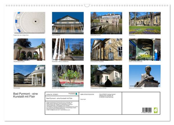 Produktbild: Bad Pyrmont - eine Kurstadt mit Flair (Wandkalender 2026 DIN A2 quer), CALVENDO Monatskalender