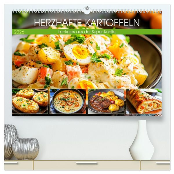 Herzhafte Kartoffeln. Leckeres aus der Super-Knolle (hochwertiger Premium Wandkalender 2026 DIN A2 quer), Kunstdruck in Hochglanz