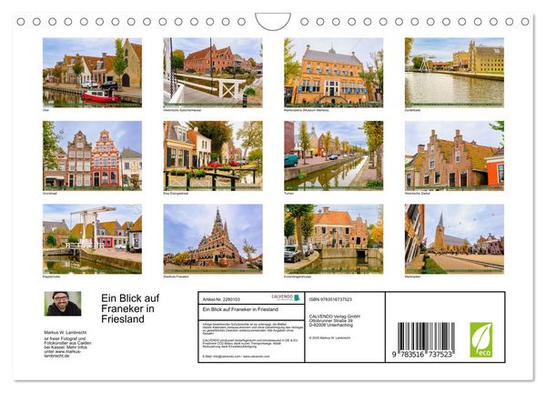 Produktbild: Ein Blick auf Franeker in Friesland (Wandkalender 2026 DIN A4 quer), CALVENDO Monatskalender
