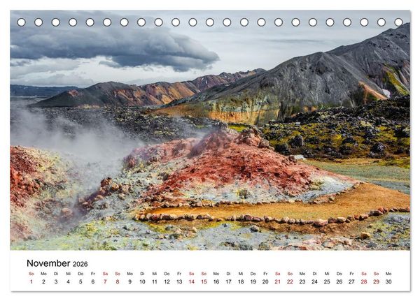 Produktbild: Island, Landmannalaugar: Regenbogenberge (Tischkalender 2026 DIN A5 quer), CALVENDO Monatskalender