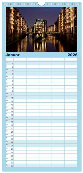Produktbild: Familienplaner 2026 - Hamburg - Perle an der Elbe mit 5 Spalten (Wandkalender, 21 x 45 cm) CALVENDO