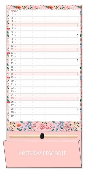 Produktbild: Deko-Familienplaner mit Tasche Flower Time 2027
