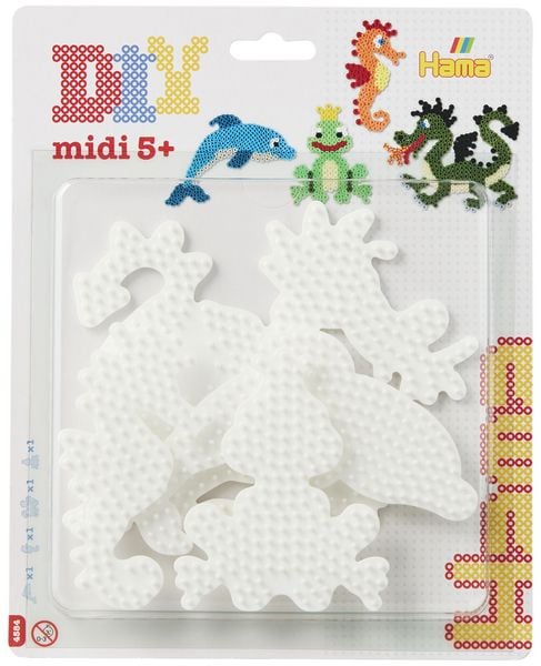 Hama 4584 - Stiftplatten 4er Set (Delfin/Drache/Seepferdchen/Frosch) für Midi-Bügelperlen