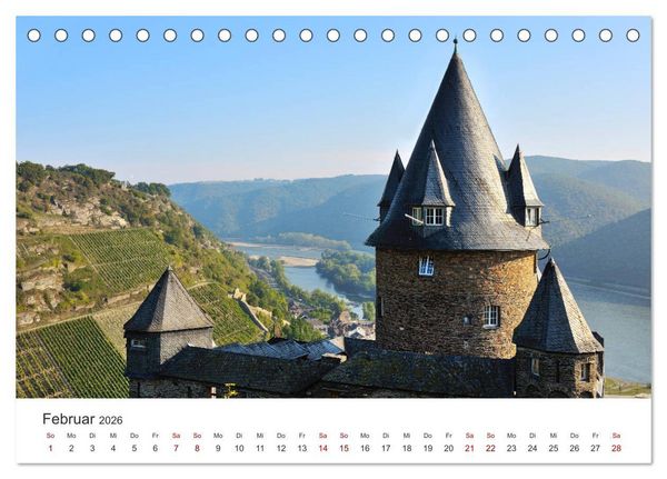 Produktbild: Burgen im Rheintal - Landschaft, Romantik, legend (Tischkalender 2026 DIN A5 quer), CALVENDO Monatskalender