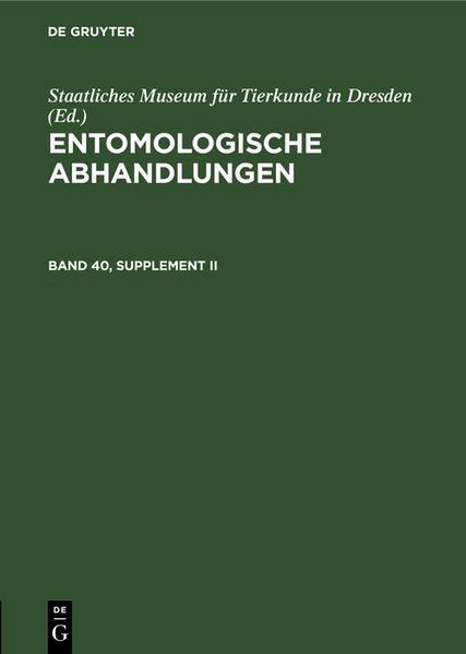 Produktbild: Entomologische Abhandlungen. Band 40, Supplement II