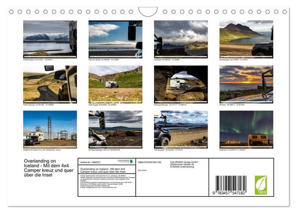 Produktbild: Overlanding on Iceland - Mit dem 4x4 Camper kreuz und quer &uuml;ber die Insel (Wandkalender 2026 DIN A4 quer), CALVENDO Monatskalender