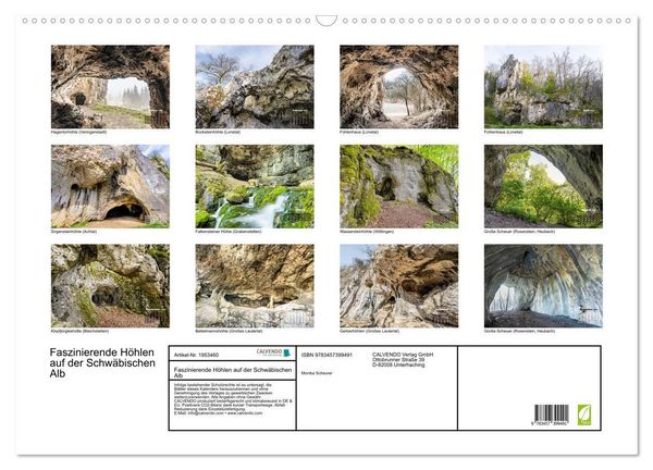 Produktbild: Faszinierende H&ouml;hlen auf der Schw&auml;bischen Alb (Wandkalender 2026 DIN A2 quer), CALVENDO Monatskalender