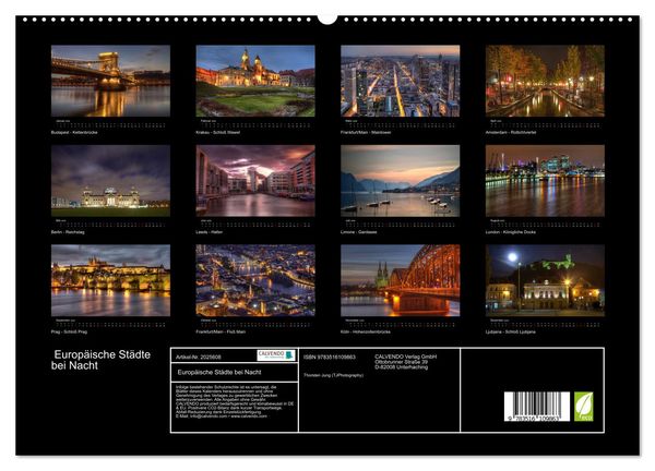 Produktbild: Europ&auml;ische St&auml;dte bei Nacht (hochwertiger Premium Wandkalender 2026 DIN A2 quer), Kunstdruck in Hochglanz