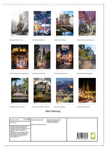 Produktbild: Mein Marburg (hochwertiger Premium Wandkalender 2026 DIN A2 hoch), Kunstdruck in Hochglanz