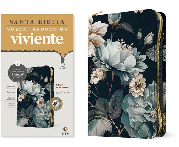 Produktbild: Biblia Ultrafina Ntv de Z&iacute;per, Con Filament (Sentipiel, Floral, &Iacute;ndice, Letra Roja)