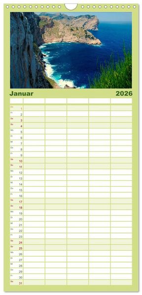 Produktbild: Familienplaner 2026 - MALLORCA zum VERLIEBEN mit 5 Spalten (Wandkalender, 21 x 45 cm) CALVENDO