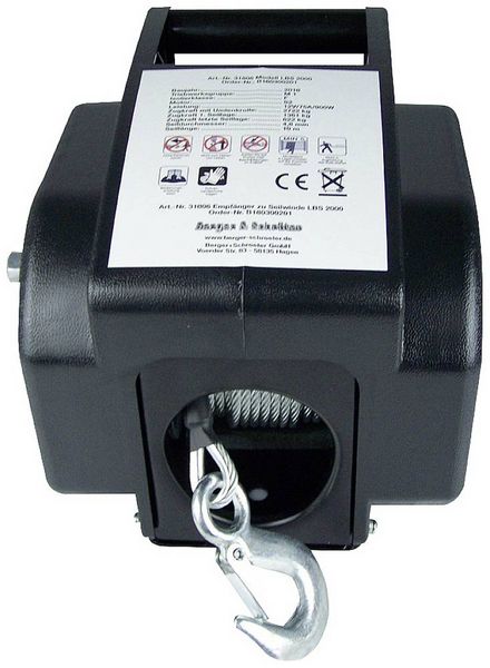 Produktbild: Berger & Schr&ouml;ter Seilwinde lb2000 boat Zugkraft (stehend)=622 kg Zugkraft (rollend)=1.361 kg Funk-Fernbedienung, Kabel-Fernbedienung
