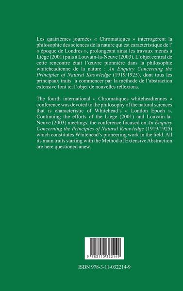 Produktbild: Les principes de la connaissance naturelle d'Alfred North Whitehead
