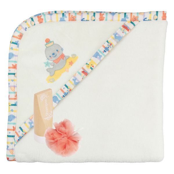 Puppen-Bade-Set ''Ahoi'' mit Kaputzenbadetuch aus Flauschmaterial mit Holz-Sha
