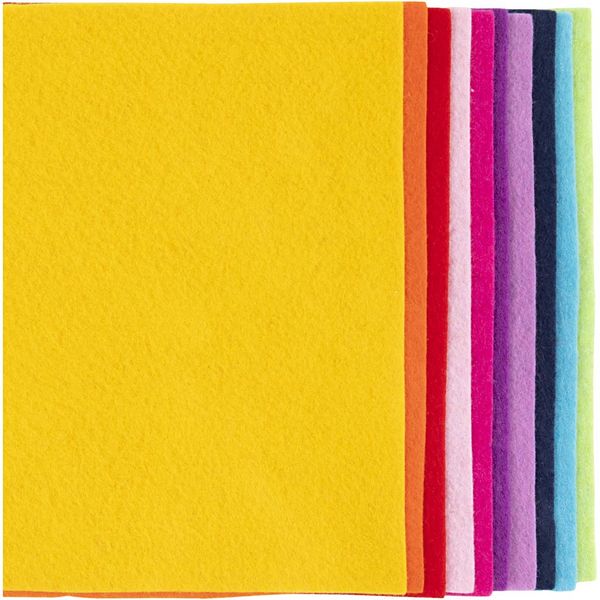 Produktbild: Creativ Company Bastelfilz, A4, Blatt 210x297 mm, Dicke 2 mm, sortiert Farben, 10 Stk