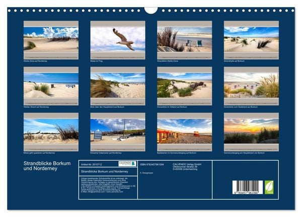 Produktbild: Strandblicke Borkum und Norderney (Wandkalender 2026 DIN A3 quer), CALVENDO Monatskalender