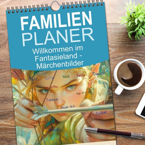 Produktbild: Familienplaner 2026 - Willkommen im Fantasieland - M&auml;rchenbilder mit 5 Spalten (Wandkalender, 21 x 45 cm) CALVENDO